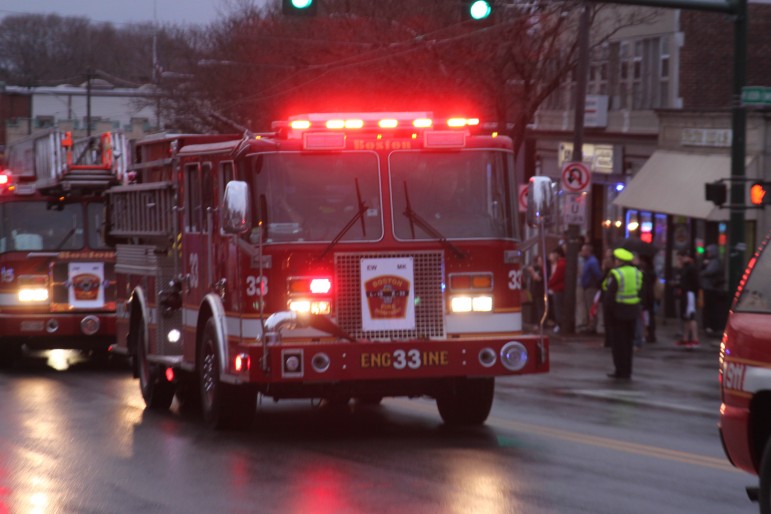 Boston Engine 33 took part in the procession. Lt. Edward Walsh was working on this engine when he died fighting a fire in the Back Bay.