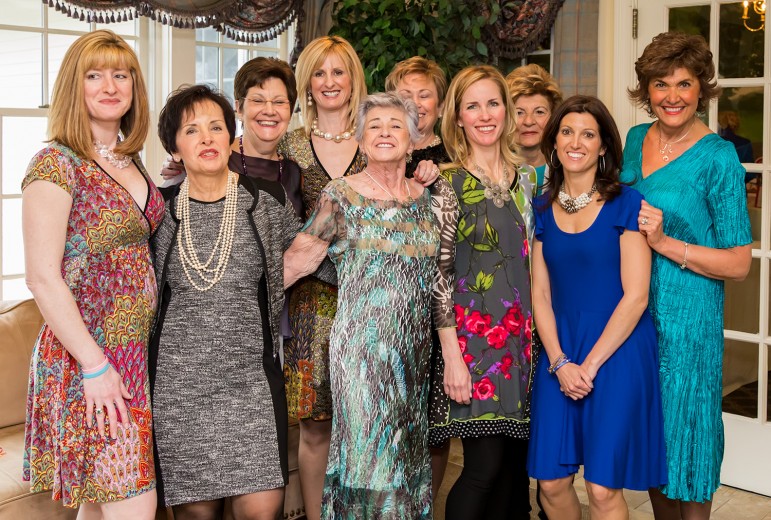 All the models in the Mount Auburn Auxiliary's Fashion Show: from left: Marcine Logue (Waltham), Sandra Volpicelli (Hopedale), Sharon Gouveia (Belmont), Adrianne Faggas (Watertown), Deborah Spearman (Cambridge), Anne Marie Mahoney (in back - Cambridge), Kara Flynn (Watertown), Deanne Nahabedian (also in back - Waltham), Julie Mulvey (Westwood) and Jan Ankerson (Mendon).