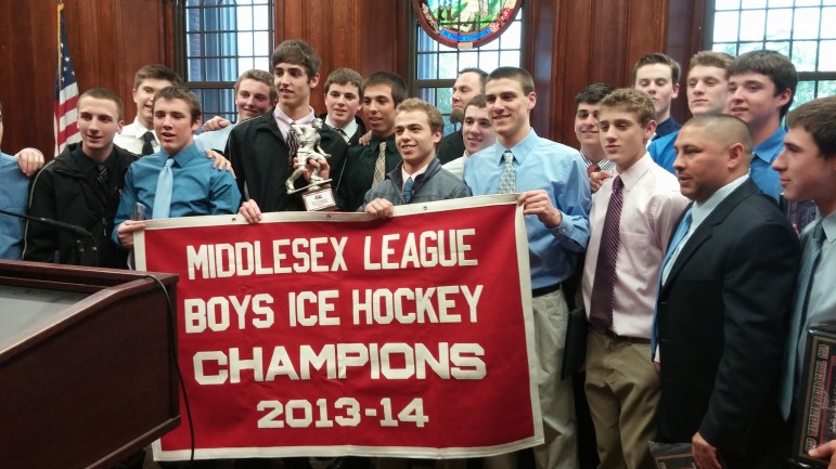 The Raiders boy's hockey team won the Middlesex League and a tournament game.