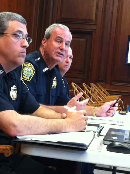 Watertown Police Chief Edward Deveau, center, spoke about the lessons learned from the Watertown Shootout with the Boston Marathon Bombing suspects. 