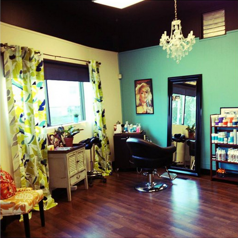 Inside Alainn Hair Salon, which was transformed from a motorcycle store.
