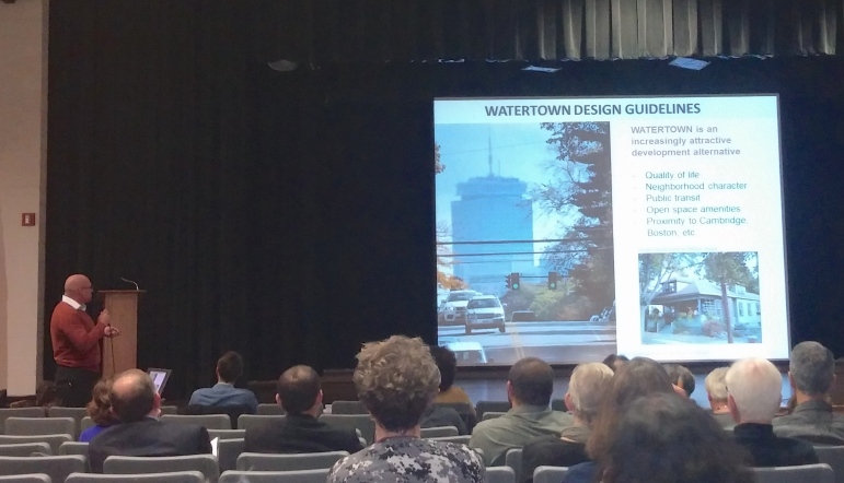 Design consultant David Gamble, left, discusses the design standards and guidelines being created in Watertown.