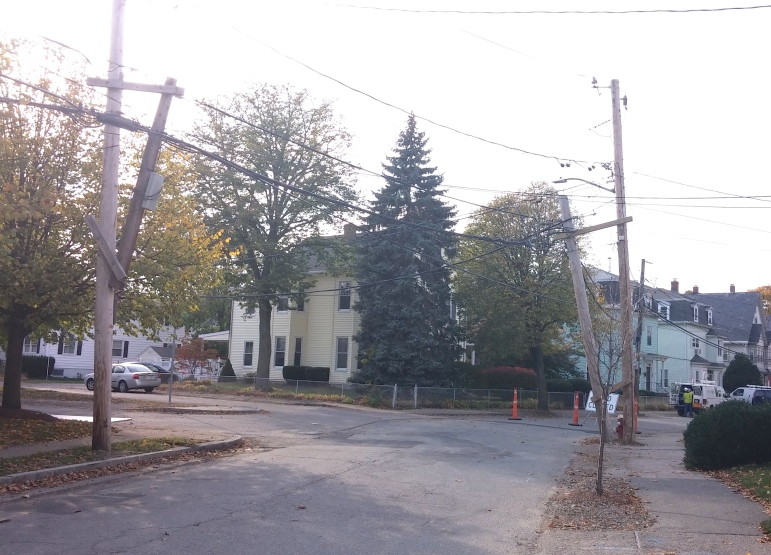 A second double pole sits across the street from from one that has caught the attention of Watertown Town Councilors.