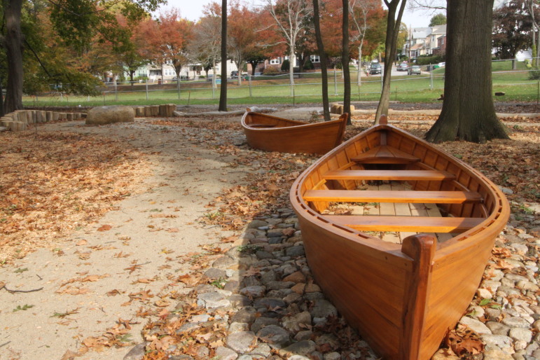 These boats are part of the new Braille Trail installed along the Charles River in Waterown.