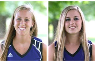 Watetown's Lauren Giordano (left) and Erika Kelly earned All-NCAA Tourney honors for Stonehill College.