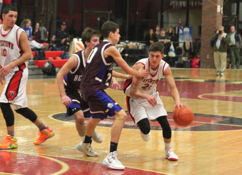 Senior guard Mike Hagopian lead the Raiders in scoring against Belmont in the opening game loss.