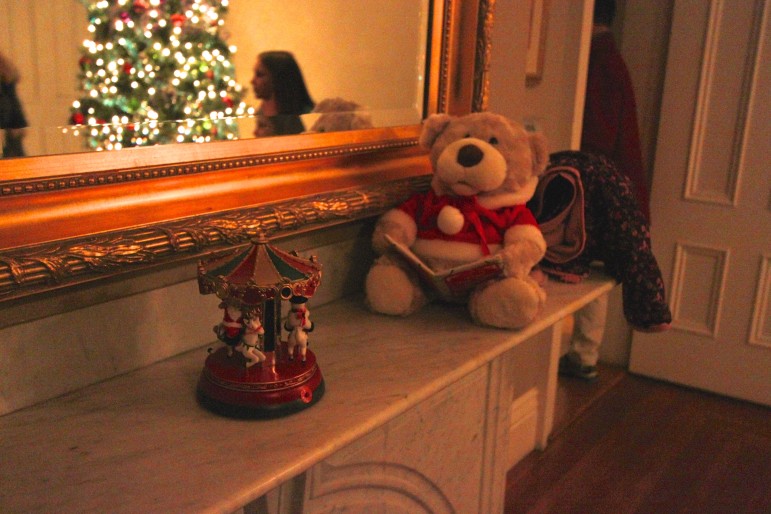 Toys like this teddy bear brought some holiday cheer to  the historic Commander's Mansion.