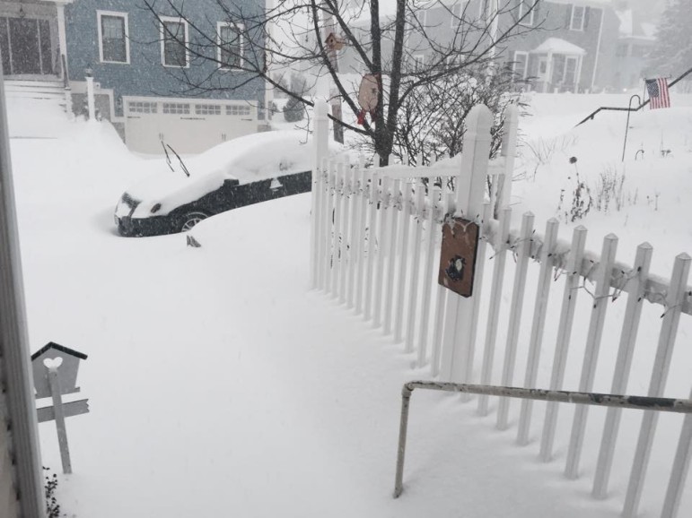 Lots of snow from the Blizzard of 2015 on Tuesday morning.