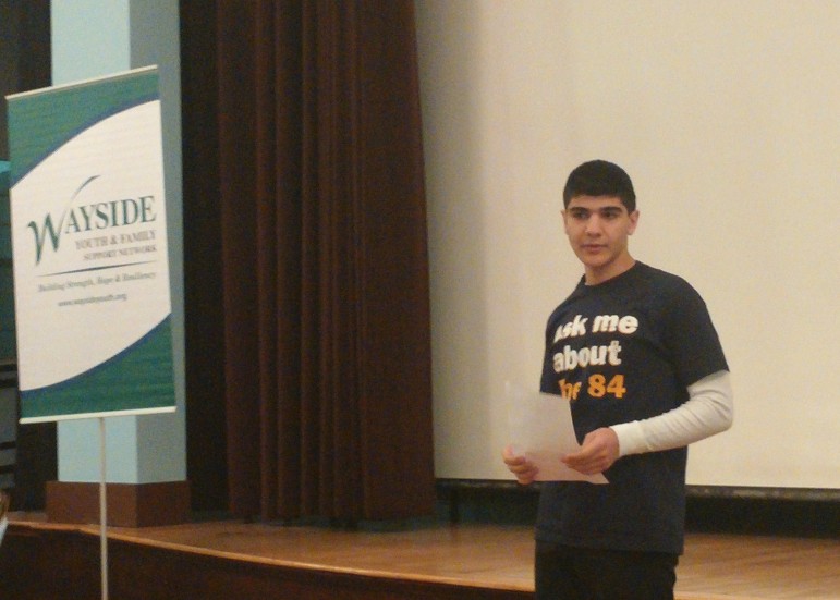 Watertown Youth Coalition Peer Leader Chris, a Watertown High School student, spoke at the WYC annual meeting.