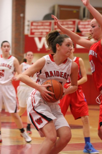 Watertown senior Gianna Coppola drives to the hoop against Tewksbury in the North Section Quarterfinal.