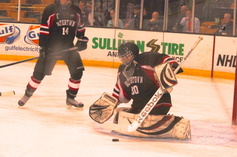 Watertown senior goalie stopped all but one shot in the state final at the TD Garden against Agawam.