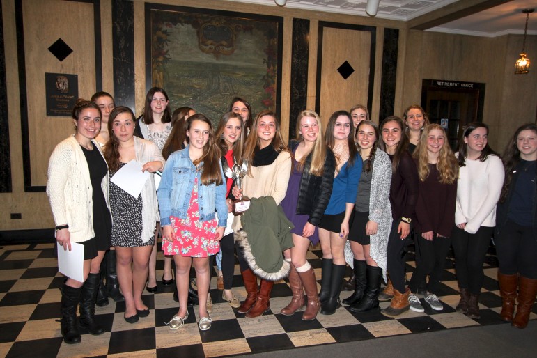 The Watertown Belmont girls hockey team won the MIddlesex League title this year.