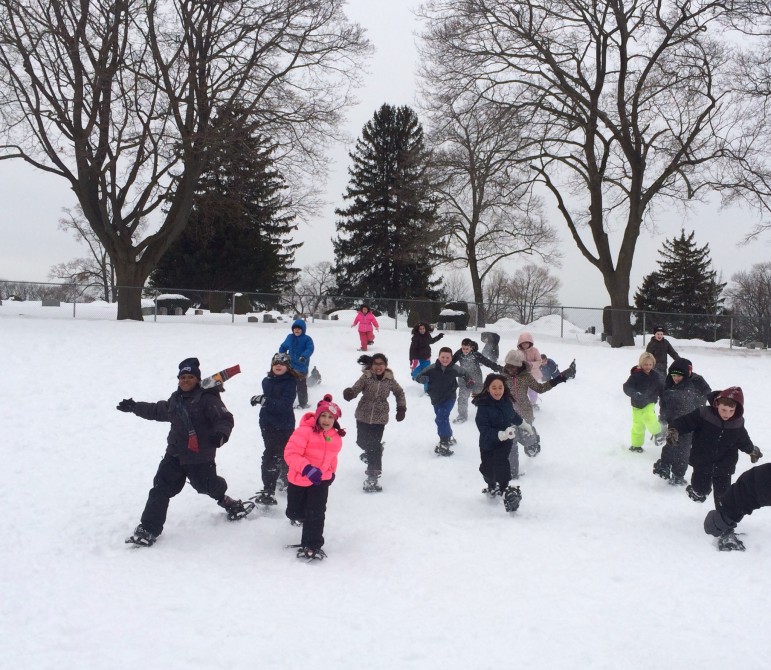 Watertown High School students did some snowshoeing this year as part of their physical education classes.