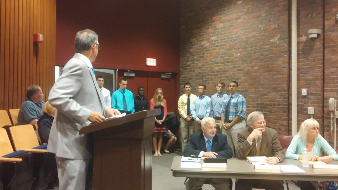 Athletic Director Michael Lahiff honored the Watertown High School athletes who played sports every season during their four years at the school.