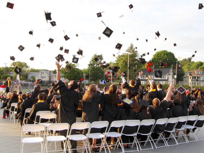 The Class of 2015 celebrates graduating at Victory Field.