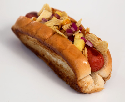 The Luau Dog, created by Watertown resident James Kubilus, is one of the finalist in the Next Fenway Frank contest.