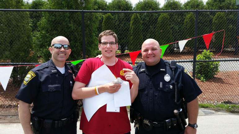 Watertown Police officers helped out at the recent Special Olympics competition. 
