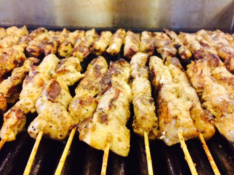 Chicken skewers are available at Uyghur Kitchen, Watertown's newest food truck.