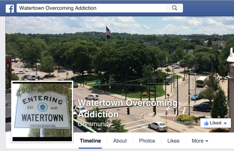 A screenshot of the Watertown Overcoming Addiction Facebook page, one of two started by town residents to help people overcome heroin and opioids.