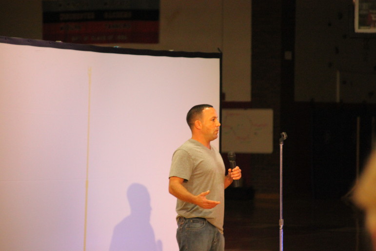Watertown's Pete Airasian told his story of addiction and recovery as part of the townwide event at WHS as part of Erase the Stigma Week.