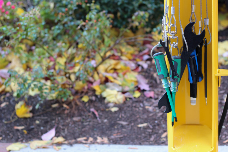 Maintain your bicycle at the Watertown Free Public Library at the new bicycle repair station.