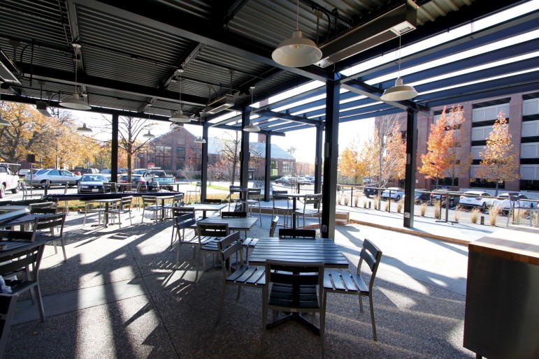 The Patio at Branch Line was designed by Sasaki & Associates of Watertown, and will be open most of the year.