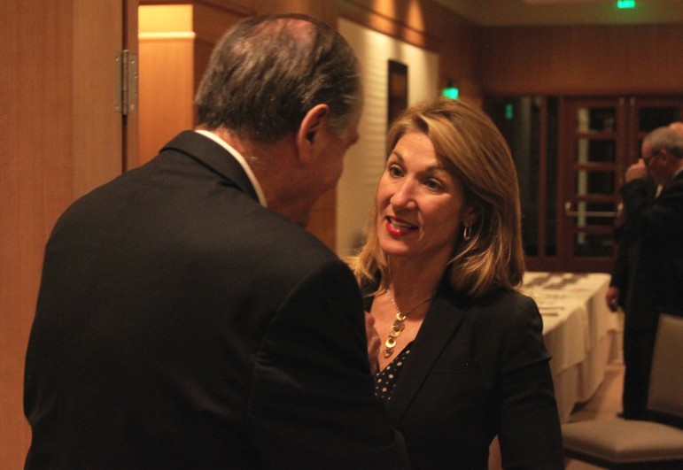 Lt. Gov. Karyn Polito mingles before speaking at the Watertown Belmont Chamber of Commerce Awards Dinner at the Belmont Country Club.