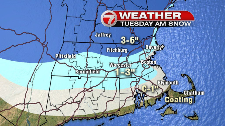WHDH Channel 7 forecast map for Tuesday, Dec. 29.