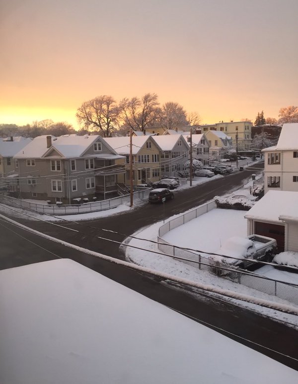 Watertown looks peaceful after a day of snow.