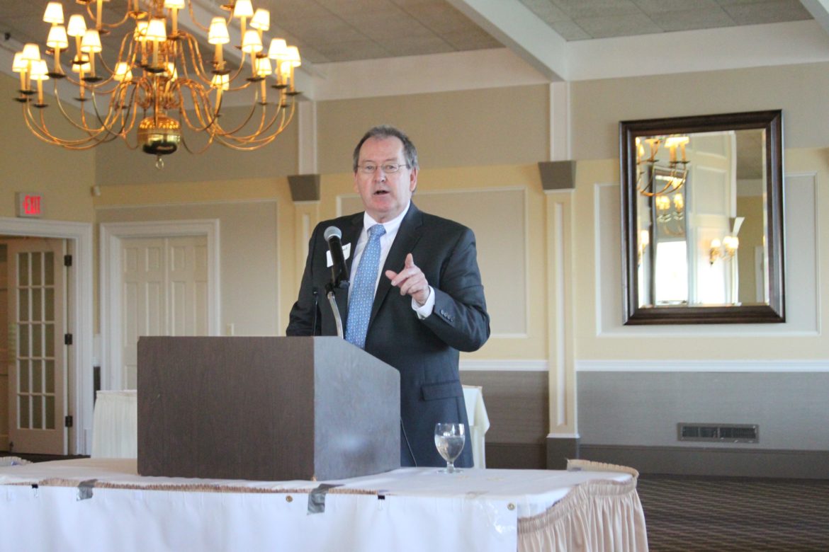 Town Manager Michael Driscoll spoke at the Watertown Belmont Chamber of Commerce's State of the Towns Breakfast.