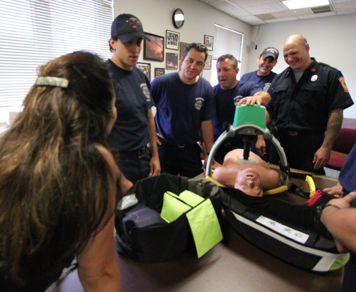 Watertown Firefighters learn how to use the LUCAS 2, which does automatic chest compressions on someone whose heart has stopped.
