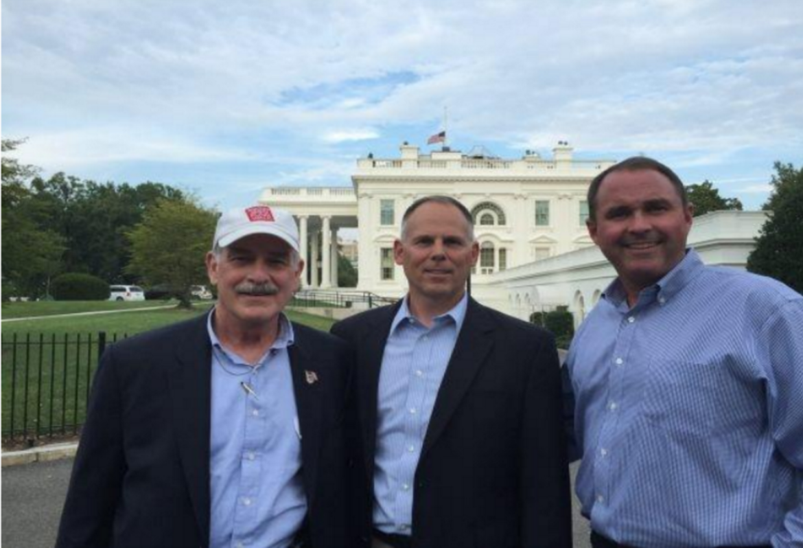 Watertown Police Chief Michael Lawn, right, learned about 21st Century Policing during a trip to Washington, DC. He is seen here with Belmont Police Chief Richard McLaughlin, left and Maynard Police Chief Mark Dubois.