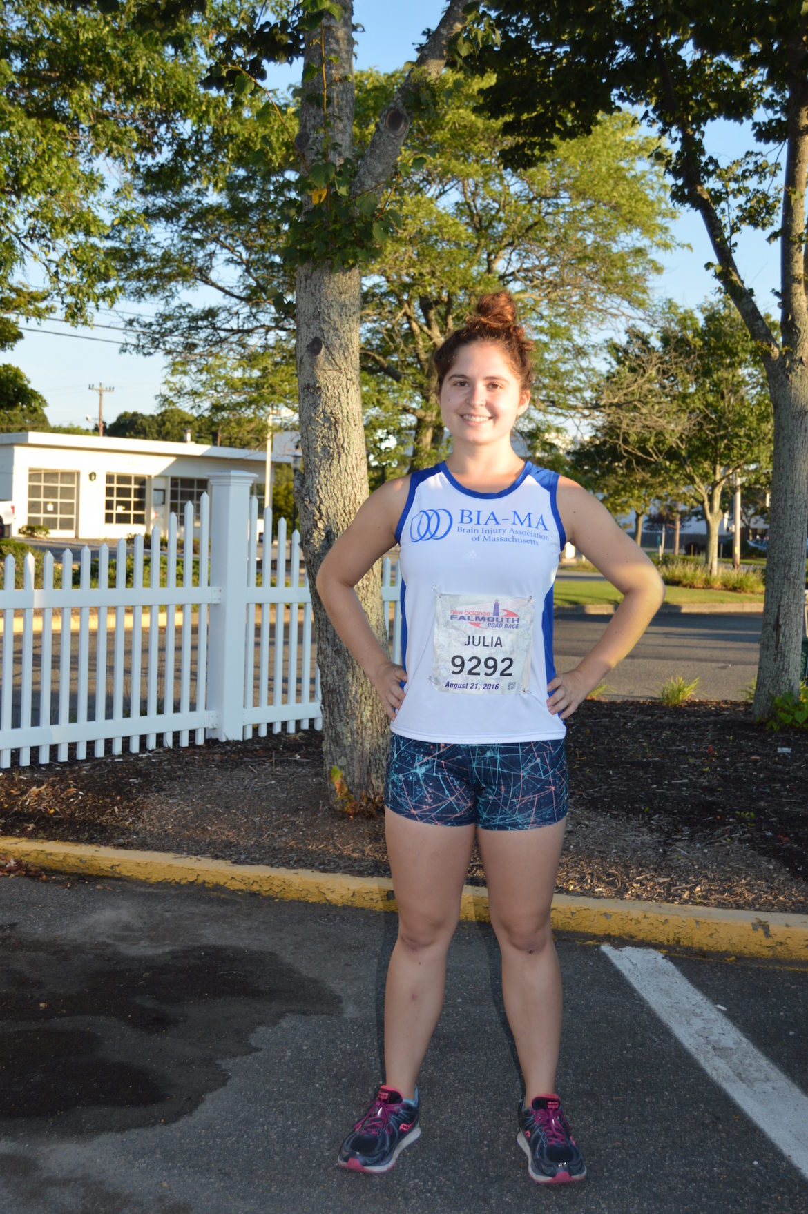 Watertown's Julia Doucett ran the Falmouth Road Race as part of the Brain Injury Association of Massachusetts team.