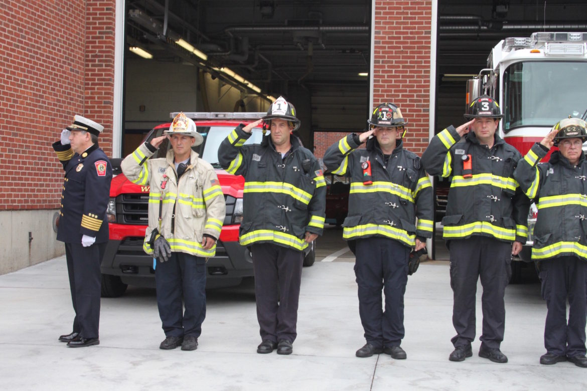 Members of the Watertown Fire Department mark the 15th anniversary of the Sept. 11, 2001 Terrorist Attacks.