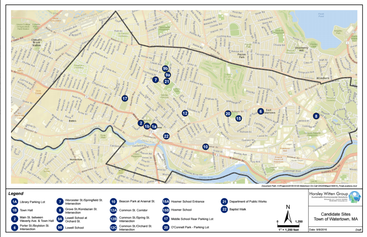 Sites of the proposed green infrastructure projects being considered by the Stormwater Advisory Committee.