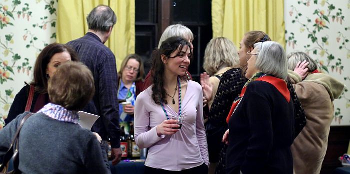 People mingle during the Revels Salon Series, which will agains be at Watertown's Commanders' Mansion.