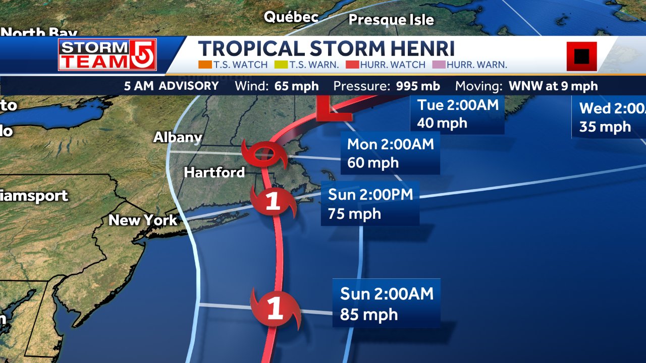 Hurricane Henri Forecast to Hit New England Sunday and Monday